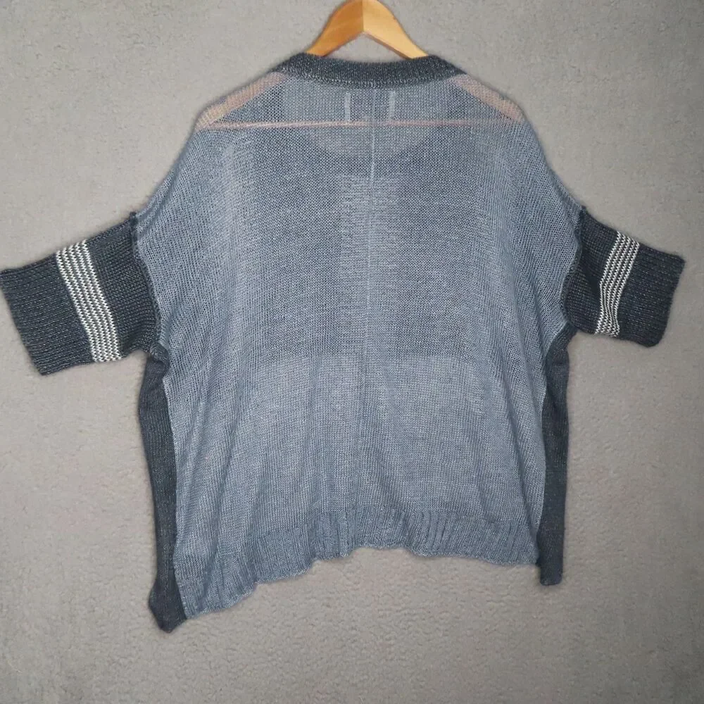 Bronchu Walker Women Sweater Medium Multicolor Linen Esposed Seam Boxy Open Knit